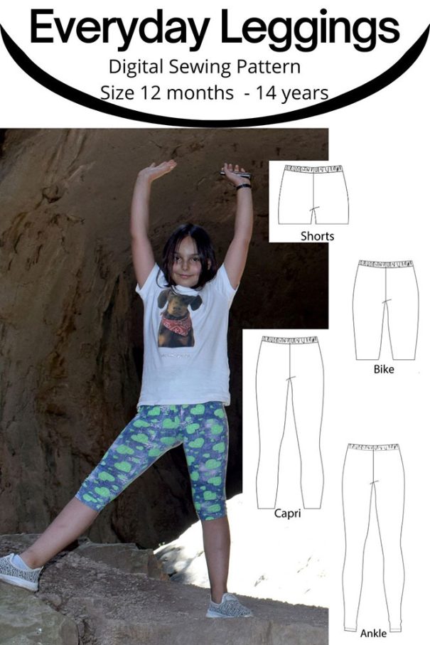 4 lengths and 15 sizes leggings sewing pattern for children